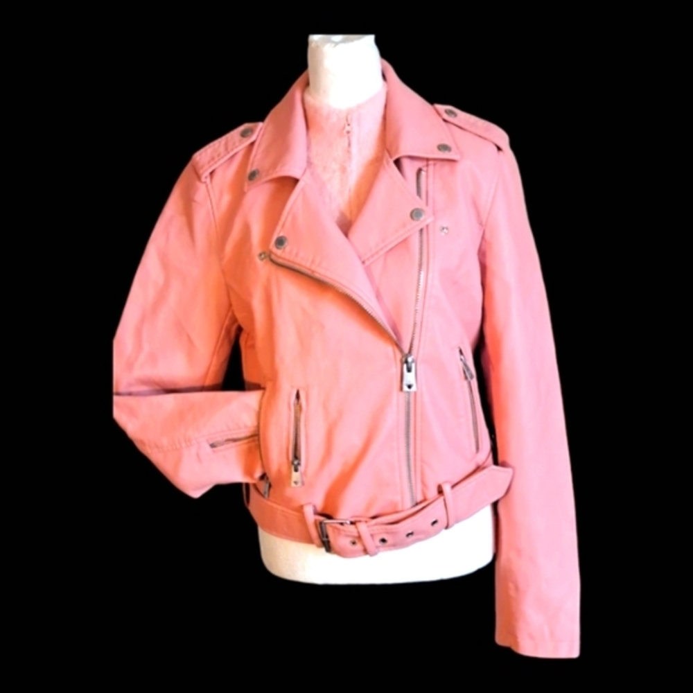 2 for 1 🎀🎀🎀BABY PINK FAUX LEATHER AND PINK ZIP UP CARDI COMBO! 🎀🎀🎀🎀 Sz SM - Picture 4 of 9